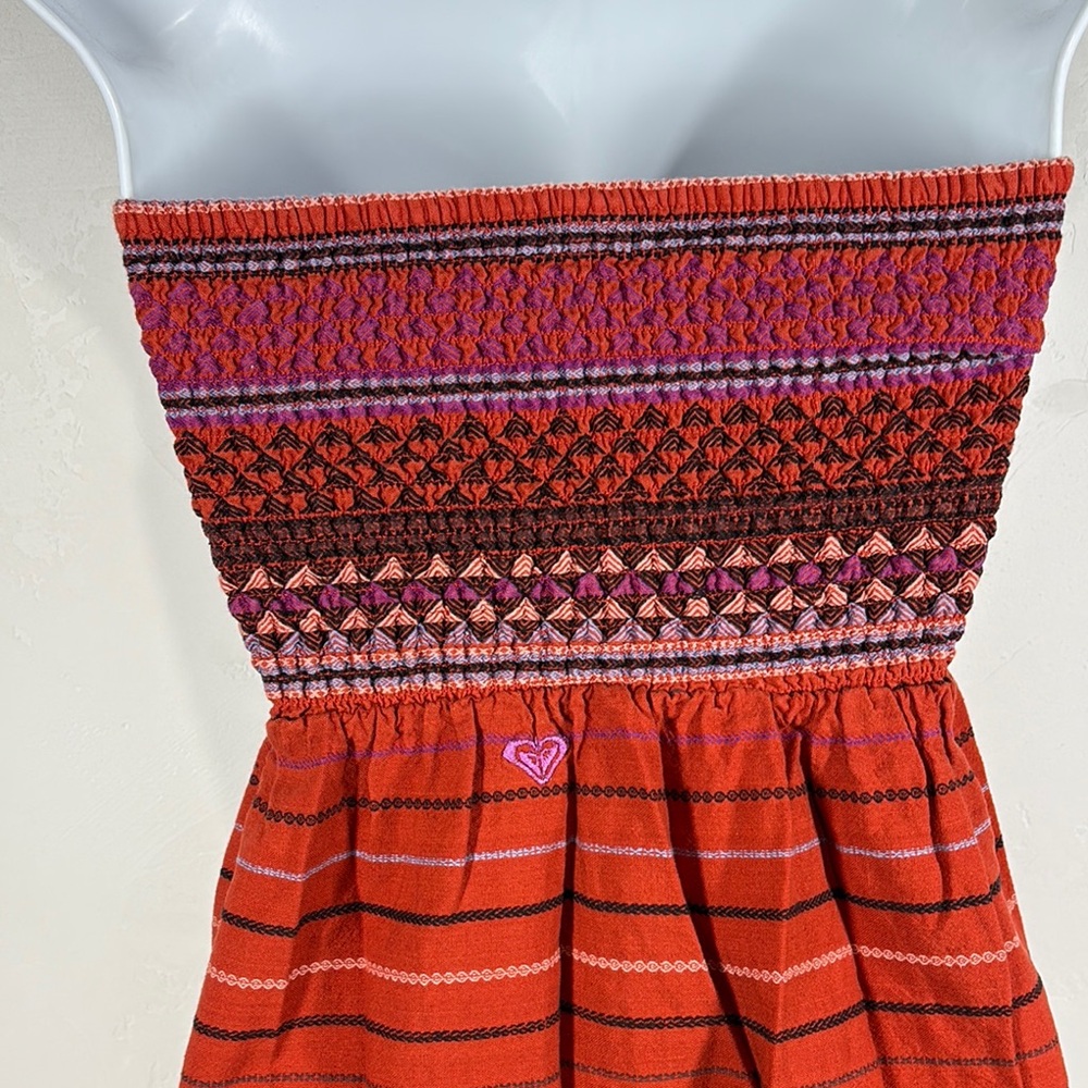 Roxy Strapless Red Patterned Dress Size Medium - image 7